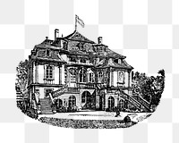 PNG Old manor, vintage architecture illustration, transparent background. Remixed by rawpixel.