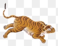 PNG Tiger, Japanese animal illustration, transparent background. Remixed by rawpixel.