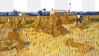 Van Gogh's farm  png border, Harvest in Provence painting, transparent background. Remixed by rawpixel.