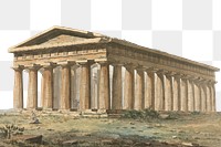 Levant: Paestum  png border, vintage building illustration by Willey Reveley, transparent background. Remixed by rawpixel.