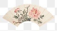 PNG peony hand fan, transparent background. Remixed by rawpixel. 