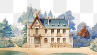 Country house border png architecture watercolor, transparent background. Remixed by rawpixel.
