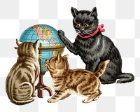 Vintage cats png pet, transparent background Remixed by rawpixel.