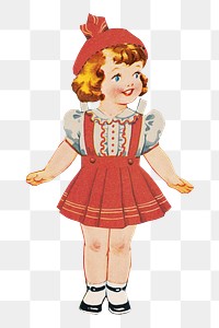 Little girl png paper doll, transparent background. Remixed by rawpixel.