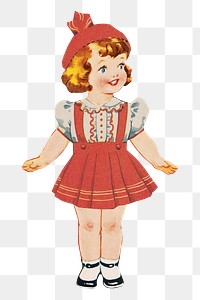 Little girl png paper doll, transparent background. Remixed by rawpixel.