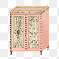 Vintage furniture png pink cabinet, transparent background. Remixed by rawpixel.