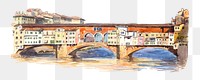 Ponte Vecchio, Florence png illustration, transparent background. Remixed by rawpixel.