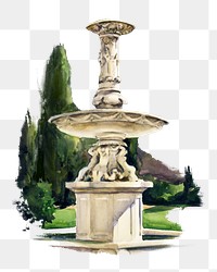 Vintage marble fountain png illustration, transparent background. Remixed by rawpixel.