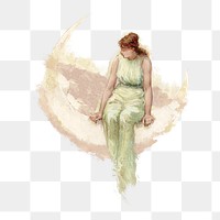 Vintage woman png illustration, transparent background. Remixed by rawpixel.