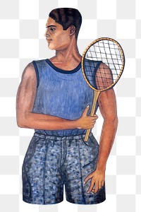 PNG vintage tennis player illustration. Remixed by rawpixel.