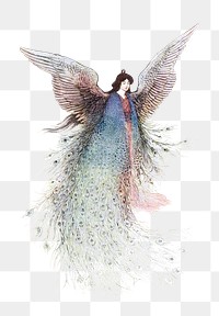 Vintage Japanese angel png illustration, transparent background. Remixed by rawpixel.