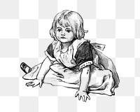 Little girl png sitting, transparent background. Remixed by rawpixel.