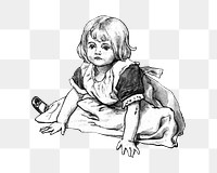 Little girl png sitting, transparent background. Remixed by rawpixel.