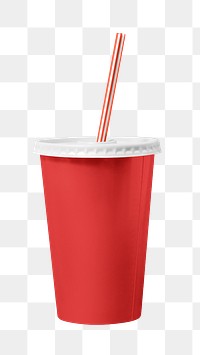 Red paper cup png soft drink packaging, transparent background