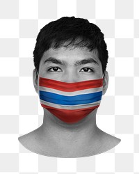 Png Thai man portrait, flag image on transparent background