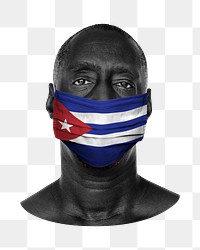 Cuban man png, flag face mask on transparent background