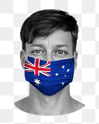 Png Australian flag mask, man image on transparent background