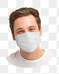 PNG man wearing face mask, collage element, transparent background