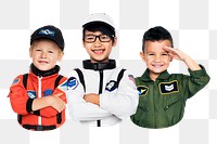 PNG kids in Halloween costumes, collage element, transparent background