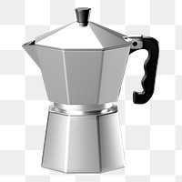 PNG 3D moka pot, element illustration, transparent background