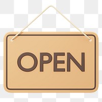 PNG 3D open sign, element illustration, transparent background