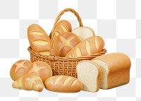 PNG 3D bread basket, element illustration, transparent background