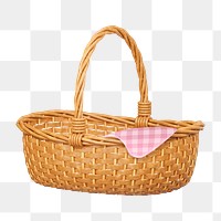 PNG 3D picnic basket, element illustration, transparent background