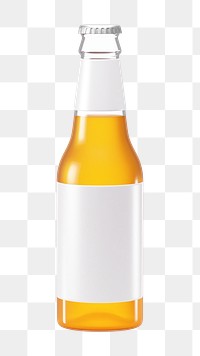 PNG 3D beer bottle, element illustration, transparent background