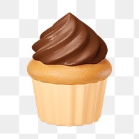 PNG 3D chocolate cupcake, element illustration, transparent background