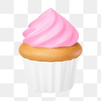 PNG 3D strawberry cupcake, element illustration, transparent background