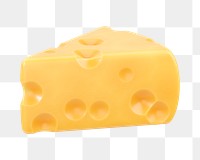 PNG 3D cheese piece, element illustration, transparent background