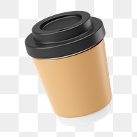 PNG 3D paper coffee cup, element illustration, transparent background