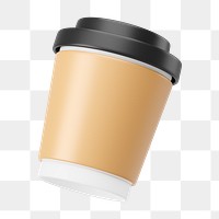 PNG 3D paper coffee cup, element illustration, transparent background