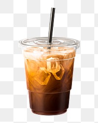 PNG 3D iced latte coffee, element illustration, transparent background