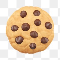 PNG 3D chocolate chip cookie, element illustration, transparent background