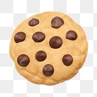 PNG 3D chocolate chip cookie, element illustration, transparent background