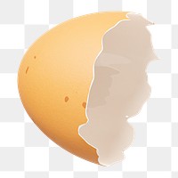 PNG 3D cracked egg shell, element illustration, transparent background