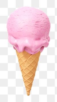 PNG 3D strawberry ice-cream cone, element illustration, transparent background