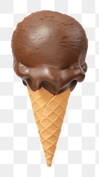 PNG 3D chocolate ice-cream cone, element illustration, transparent background