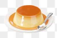 PNG 3D caramel pudding, element illustration, transparent background