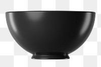 PNG 3D black bowl, element illustration, transparent background