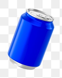 PNG 3D blue soda can, element illustration, transparent background