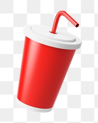 PNG 3D soda cup, element illustration, transparent background