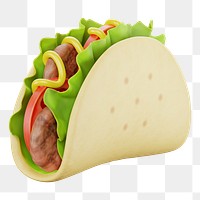 PNG 3D taco, element illustration, transparent background