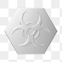 PNG 3D silver biohazard sign, element illustration, transparent background