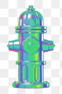 PNG 3D holographic fire hydrant, element illustration, transparent background