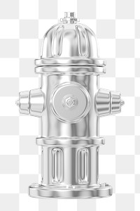 PNG 3D silver fire hydrant, element illustration, transparent background