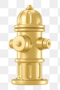 PNG 3D gold fire hydrant, element illustration, transparent background