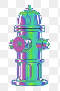 PNG 3D holographic fire hydrant, element illustration, transparent background