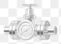 PNG 3D silver gauge, element illustration, transparent background